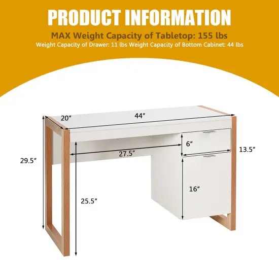 Costway Computer Desk Workstation Table With Drawers Home Office {3}