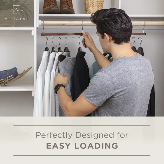 4 Pack European Beechwood Shirt Organizer for Closet - Space Saver Hangers for Clothes - Closet Clothes Organizer Space Saving Collapsible Hanger {3}