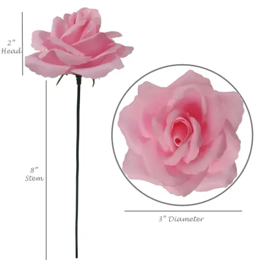 100-Pack: Pretty Pink Silk Rose Picks, 8" Stems, 3" Wide, Floral Home by Artificial Flowers {3}