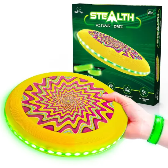 USA Toyz Stealth LED Flying Disc - Yellow/Green {1}