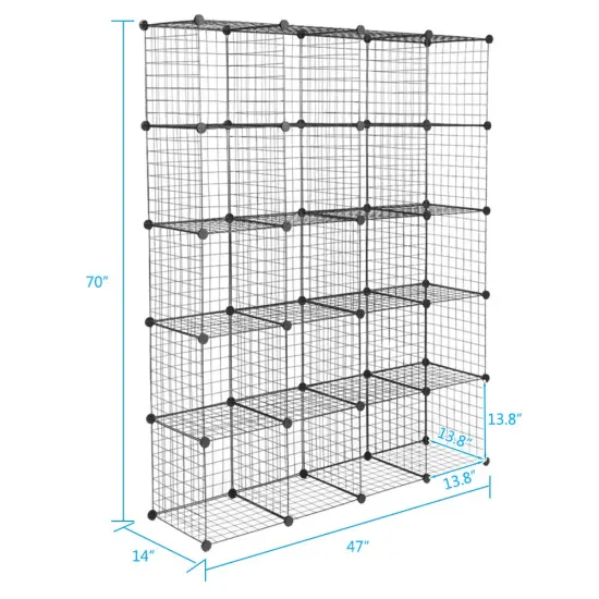 Wire Cube Storage Metal Closet Organizer Bookcase Cabinet Wardrobe Storage Shelves {4}