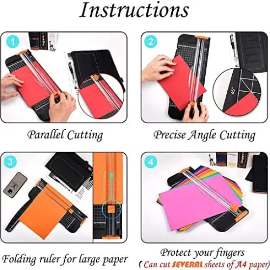Paper Cutter Trimmer Small: 12 Inch Crafting & Scrapbooking Supplies for A4 Cardstock Photo Label with Automatic Security Safeguard and Foldable Ruler {4}