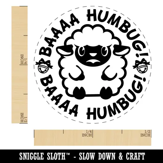 Bah Humbug Grumpy Christmas Sheep Lamb Self-Inking Rubber Stamp Ink Stamper for Stamping Crafting Planners Red {1}