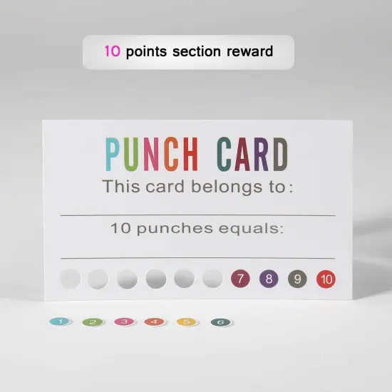 200 PCS Punch Cards Reward Punch Cards for Classroom Behavior Incentive Awards for Kids Students Teachers Home Classroom School Business Loyalty Gift Card - 3.5" x 2" {5}