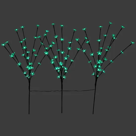 Northlight Pre-Lit Cherry Blossom Artificial Tree Branches - 2.5' - Green LED Lights - Set of 3 {4}
