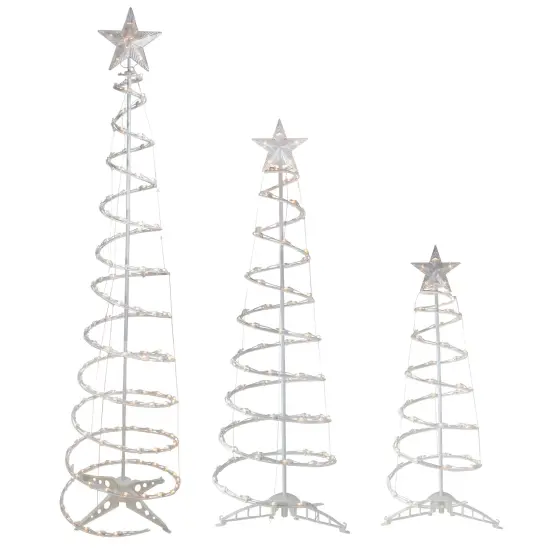 Northlight Set of 3 Clear Lighted Spiral Christmas Trees - 3', 4', and 6' White {3}
