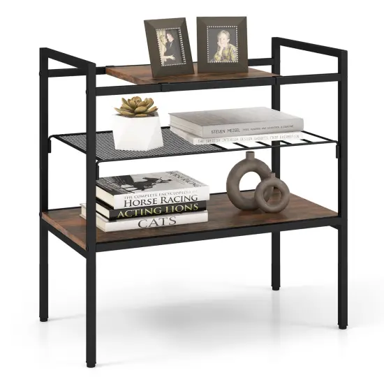 Industrial Entryway Table with Removable Panel and Mesh Shelf {5}