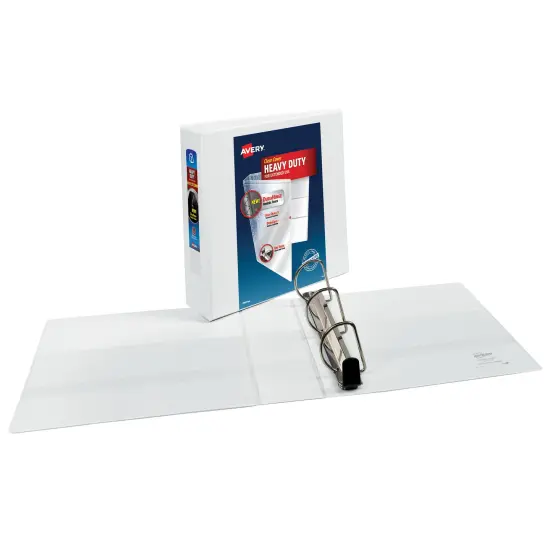 Avery Heavy-Duty View 3 Ring Binders, 3 Inch One Touch Slant Rings, 2 White Binders (46045) {3}