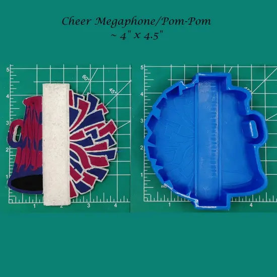 Cheer Megaphone & Pom Poms Silicone Freshie Mold {1}
