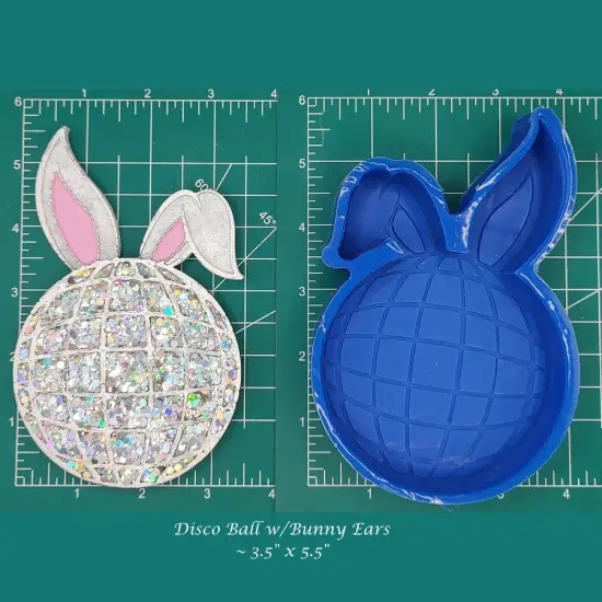 Disco Ball with Bunny Ears Silicone Freshie Mold {1}