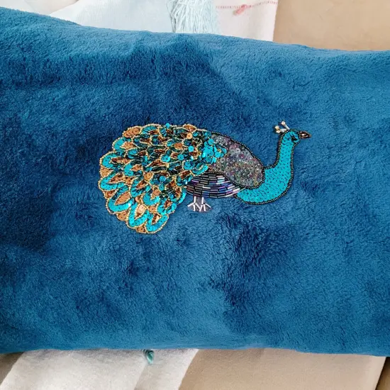 7 1/2" x 3 3/4" Peacock Sequin Applique/Patch {2}