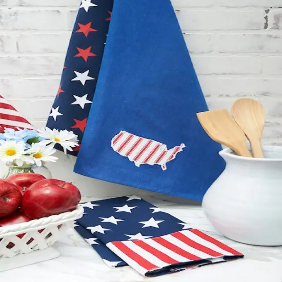 Stars and Stripes 4th of July Woven Cotton Kitchen Towel Patriotic Dishtowel Decoration {6}