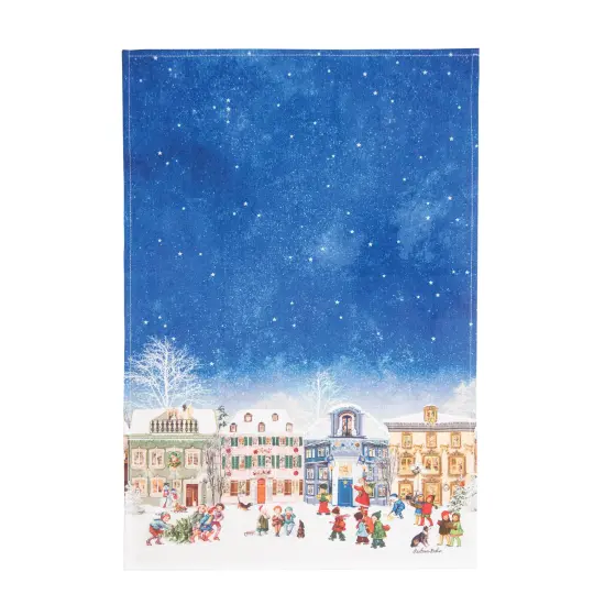 Vintage Houses With Kids Printed Flour Sack Kitchen Towel {1}