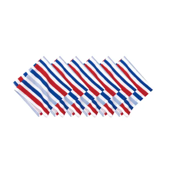 Watercolor Patriotic Stripe 4th of July Cotton Cloth Napkin Set of 6 {6}