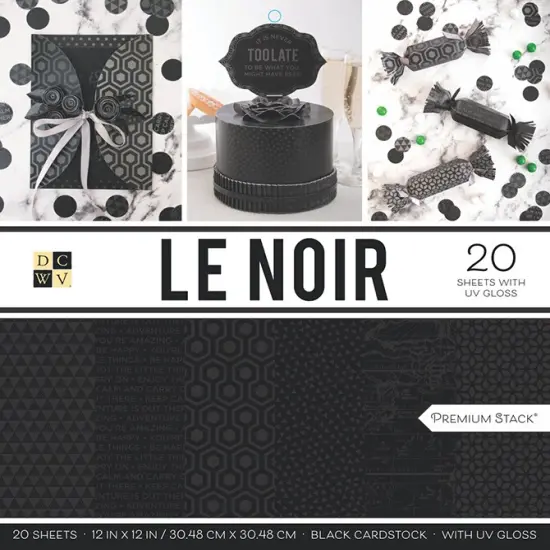 DCWV Single-Sided Cardstock Stack 12"X12" 20/Pkg-Le Noir W/UV Gloss, PS-005-00584 {1}