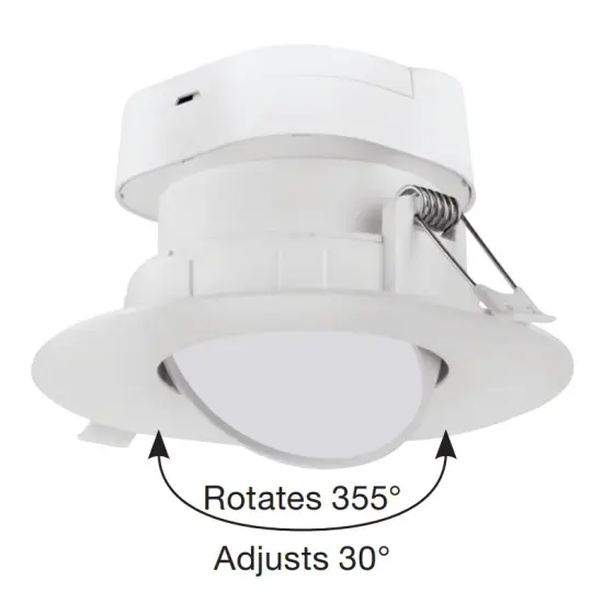 Satco 4" 7W Round LED Gimbal Downlight - 4000K - Cool White, White Finish {3}