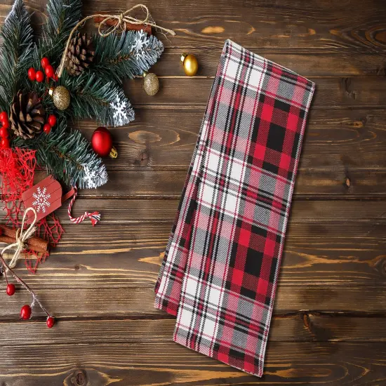 Fireside Plaid Red & Black Woven Kitchen Dishtowel {4}