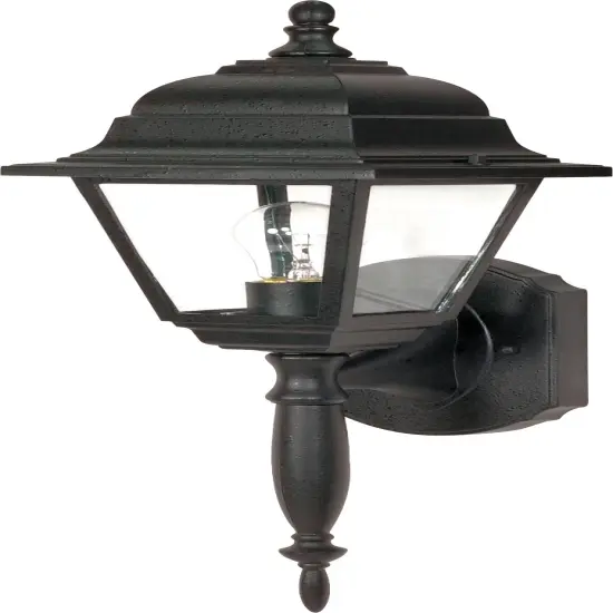 Briton 1-Light Wall Lantern Outdoor Light Fixture in Textured Black Finish {1}