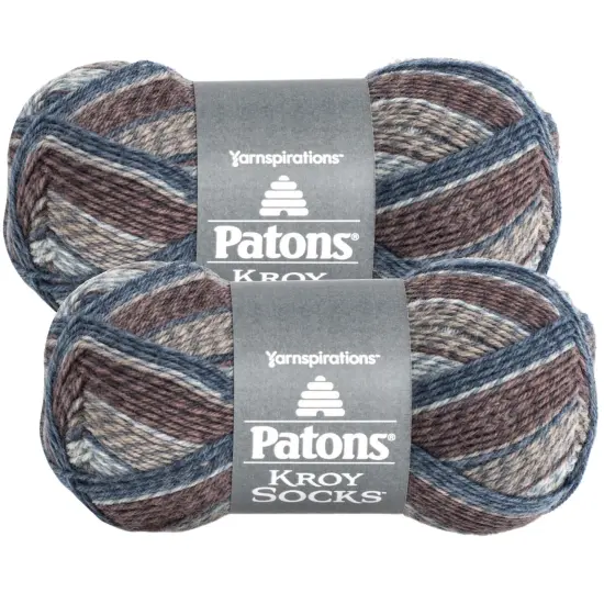 (Pack of 2) Patons Kroy Socks Yarn-Blue Brown Marl {1}
