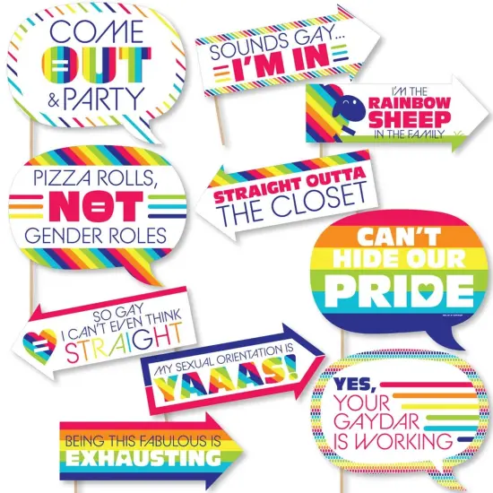 Big Dot of Happiness Funny Love is Love - Pride - Rainbow Party Photo Booth Props Kit - 10 Piece {1}