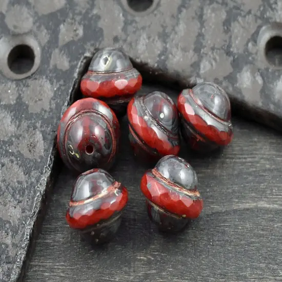 10x12mm Red Picasso Saturn Beads {4}