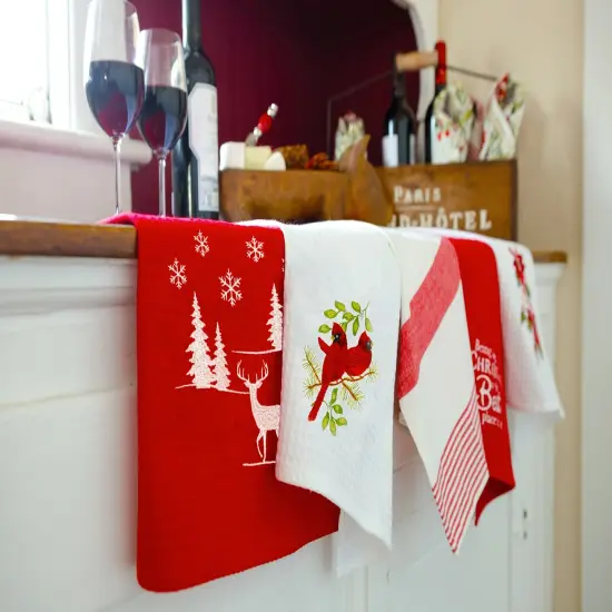 Song Bird Cardinals Waffle Weave Cotton Kitchen Towel {4}