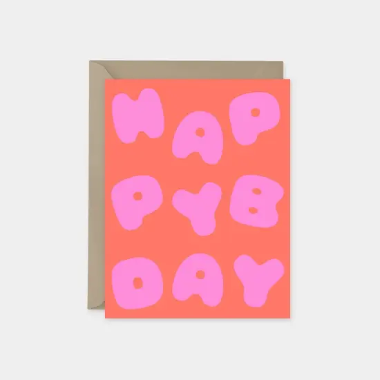 "Happy Birthday" Pink Puffy Letters Card {3}