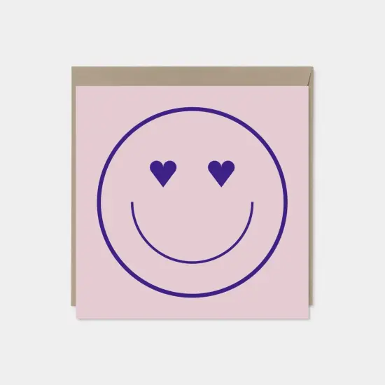 Heart Eyes Smiley Face Valentine's Day Card {1}