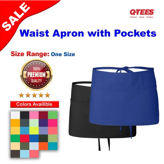 Q-Tees&reg; Waist Apron with Pockets Navy {2}