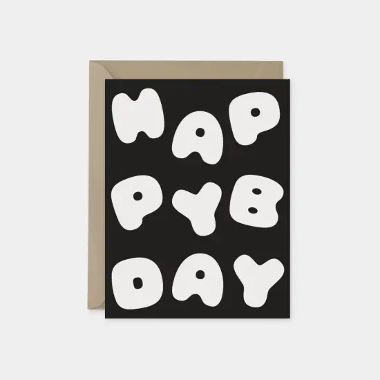 "Happy Birthday" Black Puffy Letters Card {1}