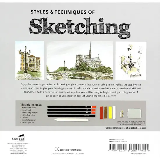 SpiceBox Masterclass Sketching Styles and Techniques Adult Art Craft Kit, Pad, Pencils {5}
