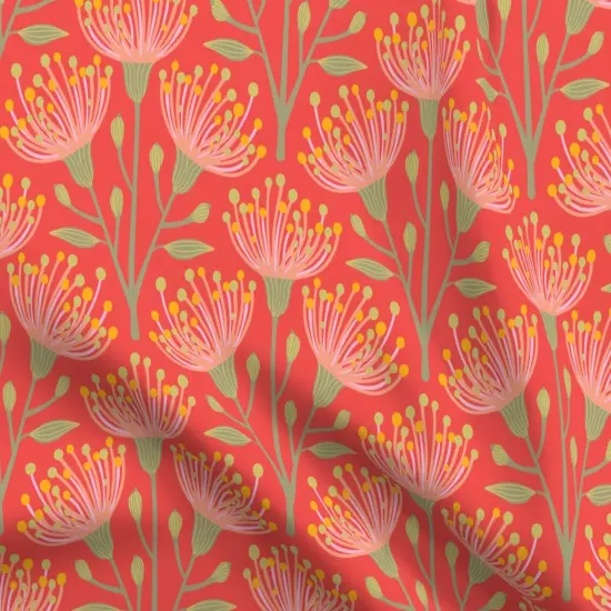 Various Fabrics by the Yard or Fat Quarter Modern Floral Coral Orange Botanical Custom Printed Fabric by Spoonflower {5}