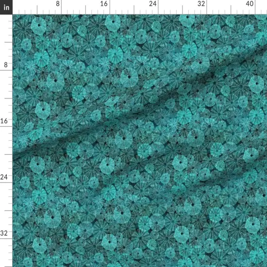 Various Fabrics by the Yard or Fat Quarter Water Summer Sea Turquoise Blue Oceans Underwater World Ocean Creature Shell Watercolor Custom Printed Fabric by Spoonflower {1}