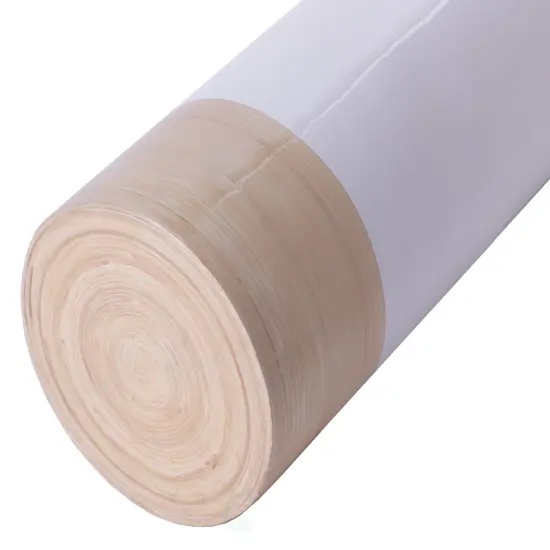 Elegant Black or White Cylinder Shaped Tall Spun Bamboo Floor Vases, Embellished with a Glossy Lacquer, and Enhanced with Natural Bamboo Finish - Stylish Home Decor, Heights of 31 and 23.5 Inches Set of 2 White {2}