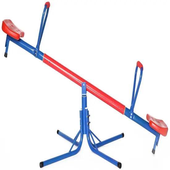 Outdoor Red and Blue Metal Rotating Seesaw {3}