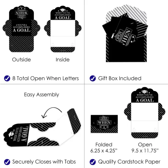 Big Dot of Happiness Graduation Cheers - High School or College Grad Cards Gift Box Kit - Open When Letters - Set of 8 {7}