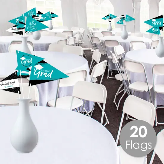 Big Dot of Happiness Teal Grad - Best is Yet to Come - Triangle Turquoise Graduation Party Photo Props - Pennant Flag Centerpieces - Set of 20 {3}