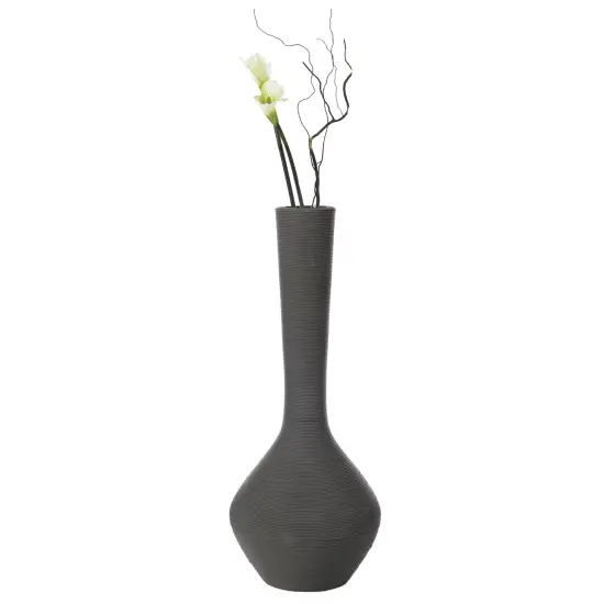 Tall Floor Vase, Modern Charcoal Grey Extra Large Floor Vase, 38-inch Trumpet Style Plastic Rope Vase, Decorative Lightweight Vase, for the Entryway, Dining Room, Living Room, or Bedroom {1}