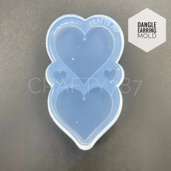 Heart Dangle Earring Silicone Mold(D1) {1}