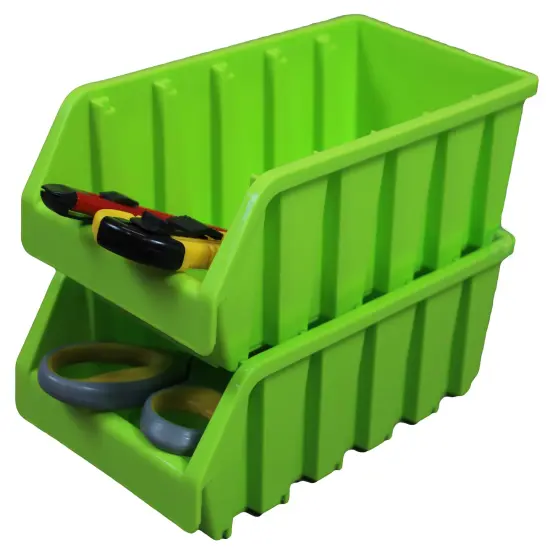 Plastic Storage Stacking Bins Green Single {1}