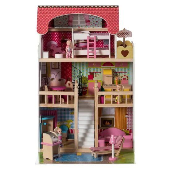 Wooden Doll House with Toys and Furniture Accessories with LED light for Ages 3+ {4}