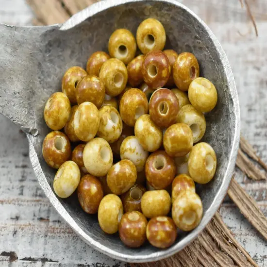 50G Alabaster Picasso Czech 2/0 Seed Beads {3}