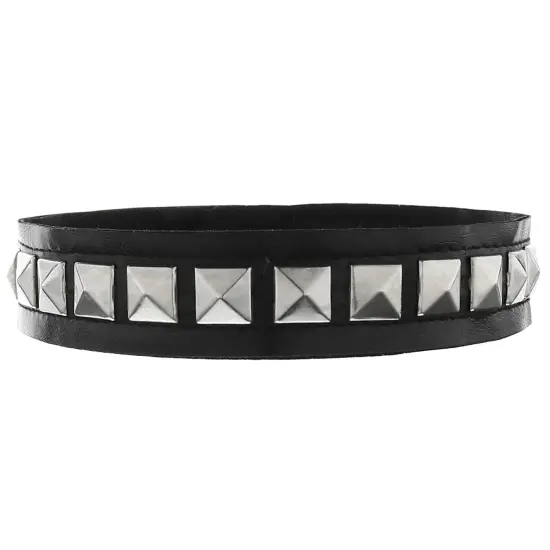 Biker Leather Studded Choker - Gothic Punk Rock N Roll Jewelry Accessories Leather and Metal Collar Costume Necklace {5}