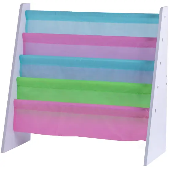 4 Tiered Colorful Lined Kids' Sling Magazine Book Rack {5}