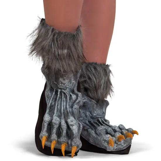 Werewolf Feet Shoe Covers - Silver Grey were Wolf Monster Foot Claws Costume Accessories {1}