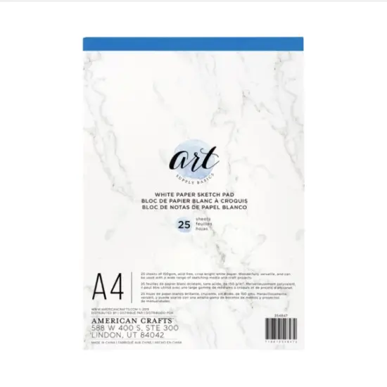 PAPER PAD - American Crafts - ART SUPPLY BASICS - A4 - SKETCH PAD - WHITE - 25 SHEETS 354847 {2}