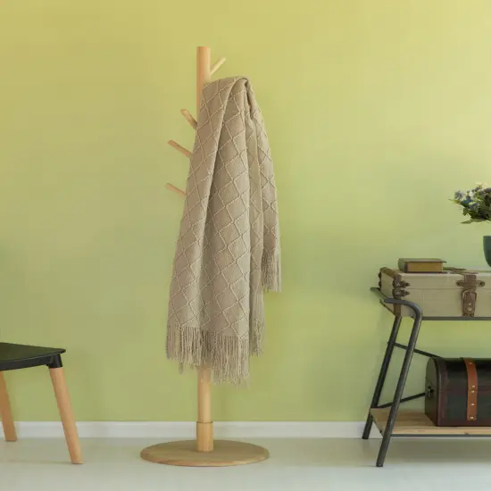 Decorative Throw Blanket - 50x60in Soft Knit with Delightful Fringe Edges for a Sophisticated and Cozy Touch to Your Living Space Lightweight, Breathable, Easy Care, Versatile, All-Season, Ideal for Lounging, Gifting Green {6}