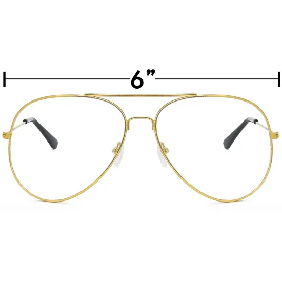 Clear Lens Costume Glasses - 70's Style Aviator Gold Wire Rimmed Clear Sunglasses for Adults and Kids {5}