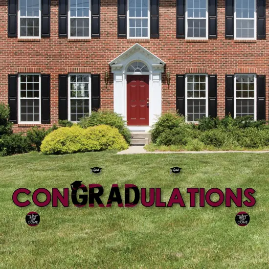 Big Dot of Happiness Maroon Graduation Party Yard Signs - Outdoor Lawn Decorations - ConGRADulations {4}