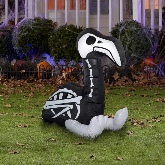 3' Gemmy Airblown Inflatable Halloween Skeleton Flamingo 223151 {2}